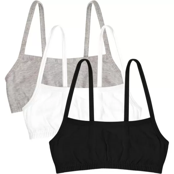 Fruit of the Loom Girls Spaghetti Strap Sports BraBlack HueWhiteGrey