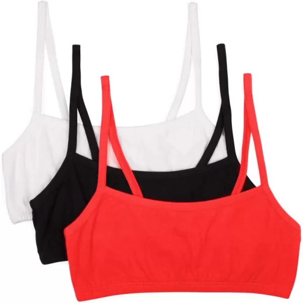 Fruit of the Loom Girls Spaghetti Strap Sports BraBlackRed HotWhite