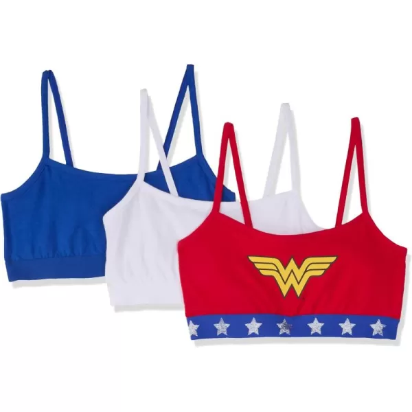 Fruit of the Loom Girls Spaghetti Strap Sports BraCrantasticWhiteCrazy Cobalt  Wonder Woman