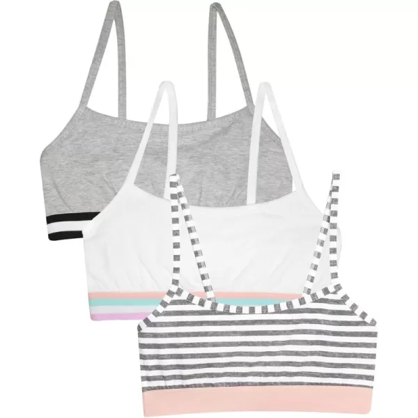 Fruit of the Loom Girls Spaghetti Strap Sports BraGrey StripeGreyWhite