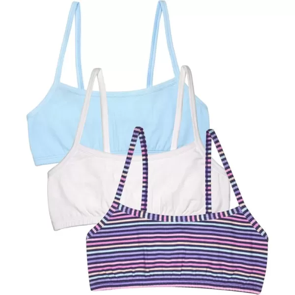 Fruit of the Loom Girls Spaghetti Strap Sports BraHappy StripeWhiteEyeshadow