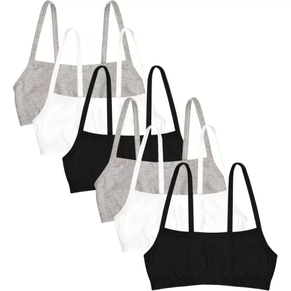 Fruit of the Loom Girls Spaghetti Strap Sports BraHeather GreyBlack HueWhite