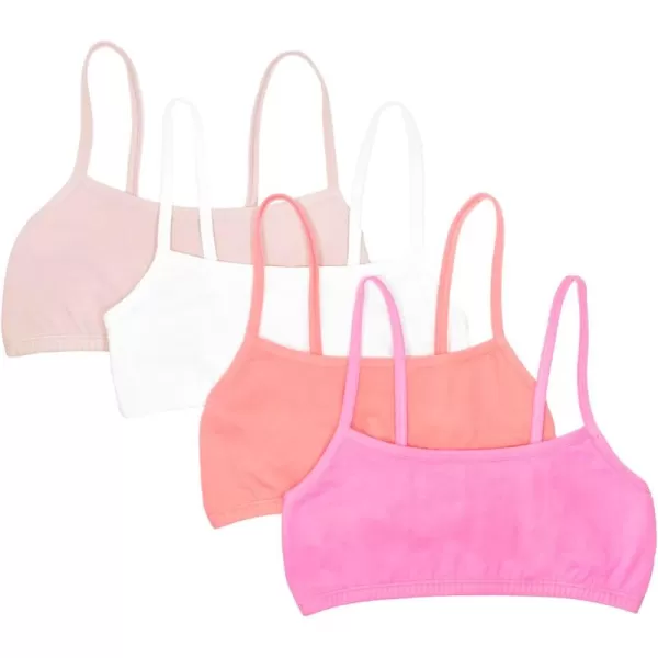 Fruit of the Loom Girls Spaghetti Strap Sports BraMiami PinkSunset CoralRose ShadowWhite