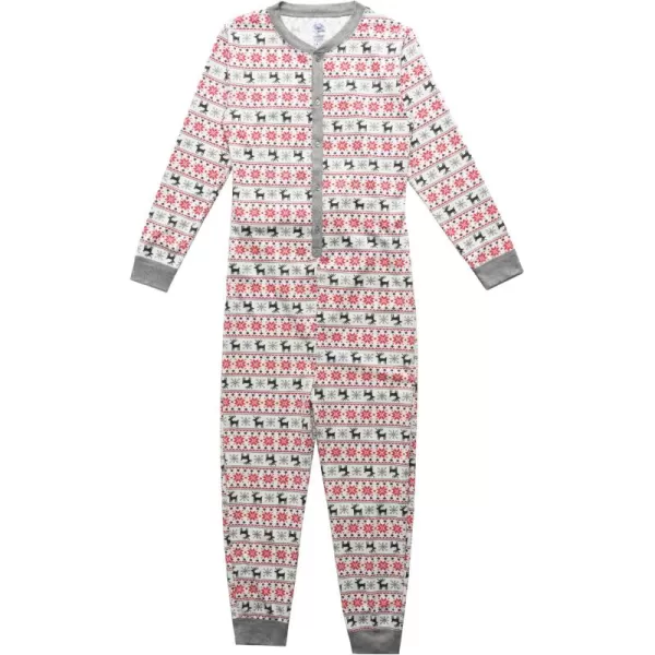 Fruit of the Loom Kids Premium Thermal Waffle Union SuitFair Isle White