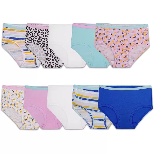 Fruit of the Loom Girls Cotton Brief Underwear MultipacksBrief  240 Pack  WhiteStripesAnimal Print