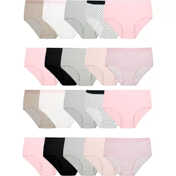 Fruit of the Loom Girls Cotton Brief Underwear MultipacksBrief  20 Pack  BlackPinkGrey