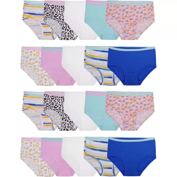 Fruit of the Loom Girls Cotton Brief Underwear MultipacksBrief  20 Pack  WhiteStripesAnimal Print