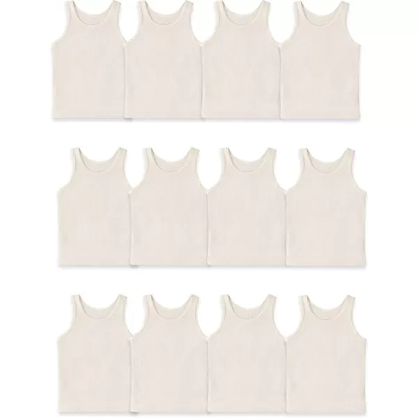 Fruit of the Loom Girls Undershirts Camis ampamp TanksToddler Tank  12 Pack  Natural Cotton