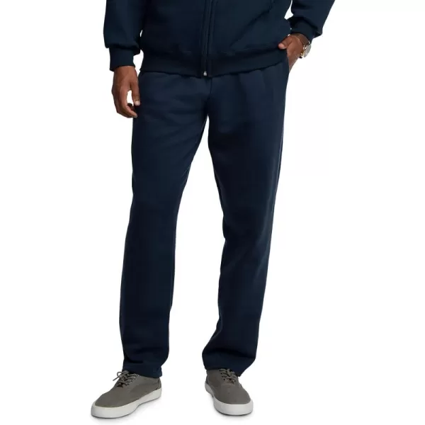 imageFruit of the Loom Mens Eversoft Fleece Open Bottom Sweatpants with Pockets Relaxed Fit Moisture Wicking BreathableNavy