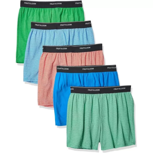 imageFruit of the Loom Boys Boxer ShortsKnit  5 Pack  Assorted