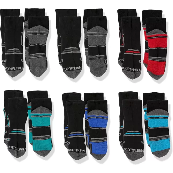 imageFruit of the Loom Boys Everyday Active Ankle Socks 12 PackBlack