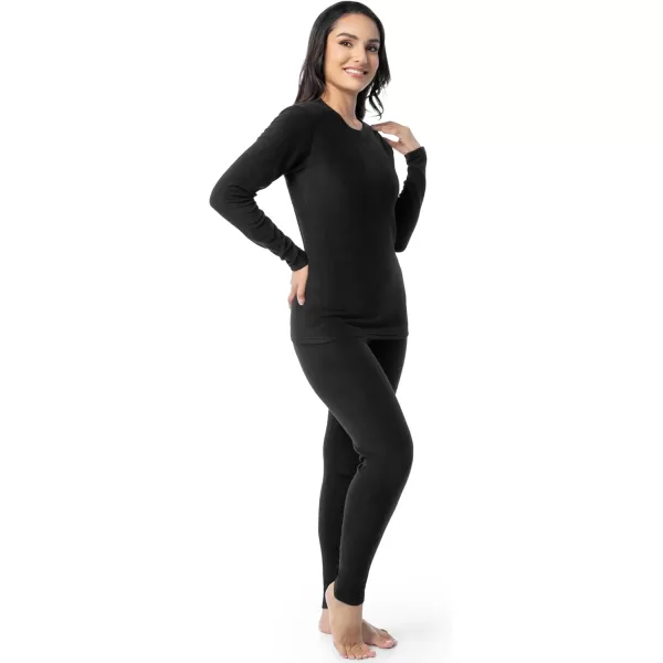 imageFruit of the Loom Womens Stretch Fleece Lined Thermal Long Johns Underwear SetBlack
