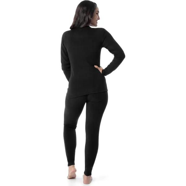 imageFruit of the Loom Womens Stretch Fleece Lined Thermal Long Johns Underwear SetBlack