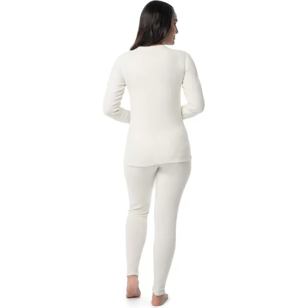 imageFruit of the Loom Womens Stretch Fleece Lined Thermal Long Johns Underwear SetCream