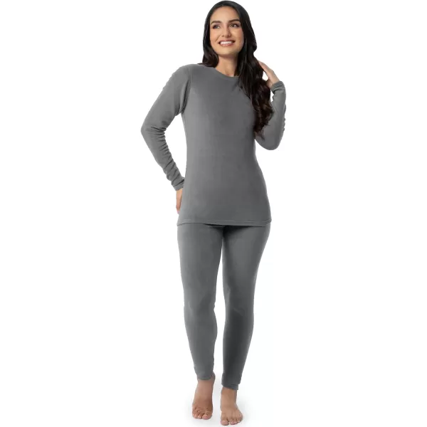 imageFruit of the Loom Womens Stretch Fleece Lined Thermal Long Johns Underwear SetGrey