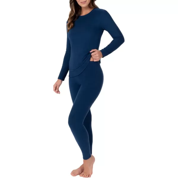 imageFruit of the Loom Womens Stretch Fleece Lined Thermal Long Johns Underwear SetIndigo Blue
