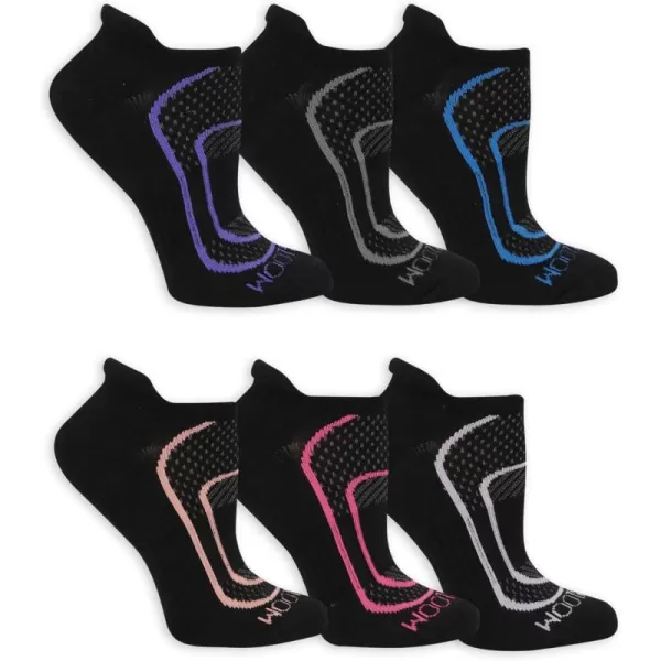 imageFruit of the Loom Women Coolzone No Show with Tab Socks 6 PackBlack Assortment