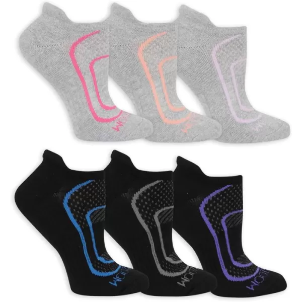 imageFruit of the Loom Women Coolzone No Show with Tab Socks 6 PackGreyBlack Assortment