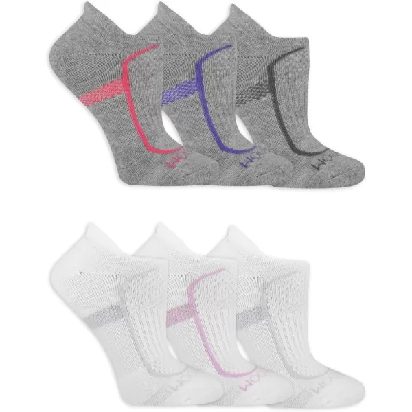 imageFruit of the Loom Women Coolzone No Show with Tab Socks 6 PackGreyWhite Assortment