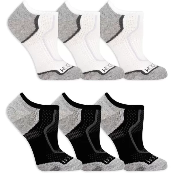 imageFruit of the Loom Women Lightweight Coolzone No Show Socks 6 PackWhiteBlack Assortment