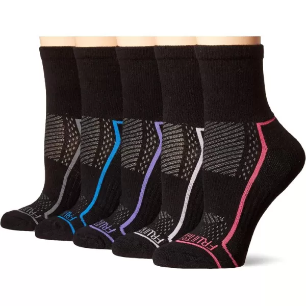 imageFruit of the Loom Womens Coolzone Active Lightweight Cotton SocksBlackGrey  BlackPink  BlackPurple  BlackLavendar  BlackBlue