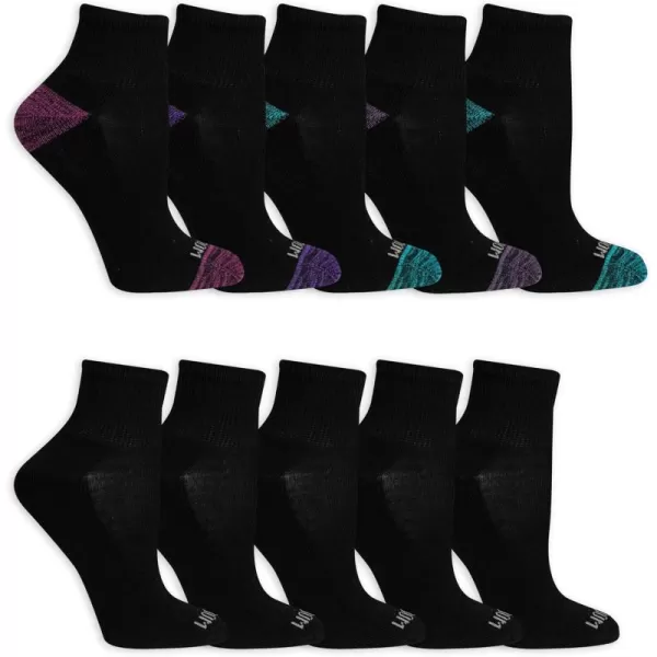 imageFruit of the Loom Womens Everyday Soft Cushioned Ankle Socks 10 PackBlack Assorted