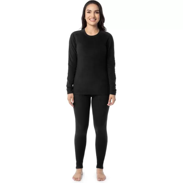 imageFruit of the Loom Womens Stretch Fleece Lined Thermal Long Johns Underwear SetBlack