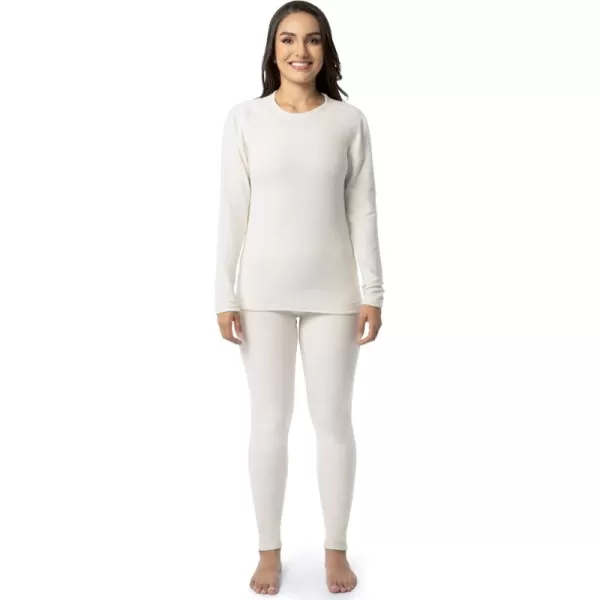 imageFruit of the Loom Womens Stretch Fleece Lined Thermal Long Johns Underwear SetCream