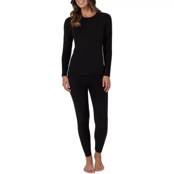 imageFruit of the Loom Womens Stretch Fleece Lined Thermal Long Johns Underwear SetPitch Black