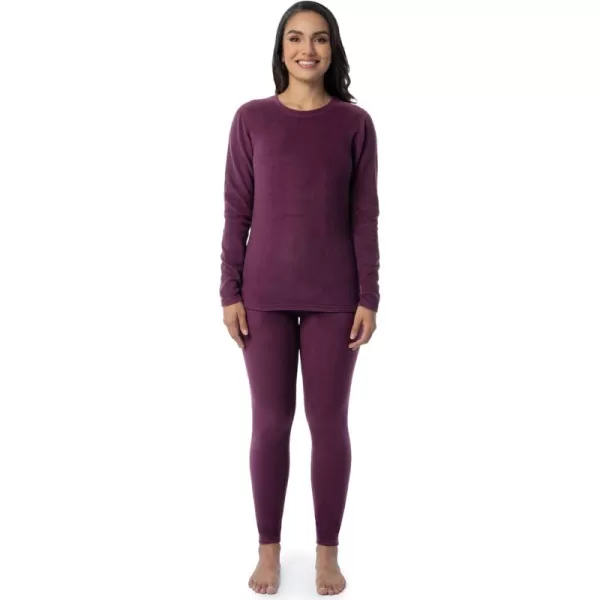 imageFruit of the Loom Womens Stretch Fleece Lined Thermal Long Johns Underwear SetPlum