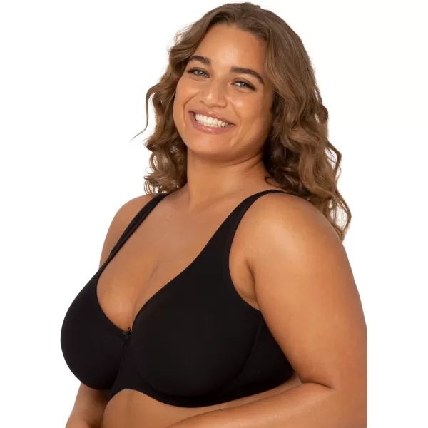 imageFit For Me By Fruit of the Loom Womens Plus Size Cotton Unlined Underwire BraPinchFree Straps  Side and Back SmoothingBlack Hue