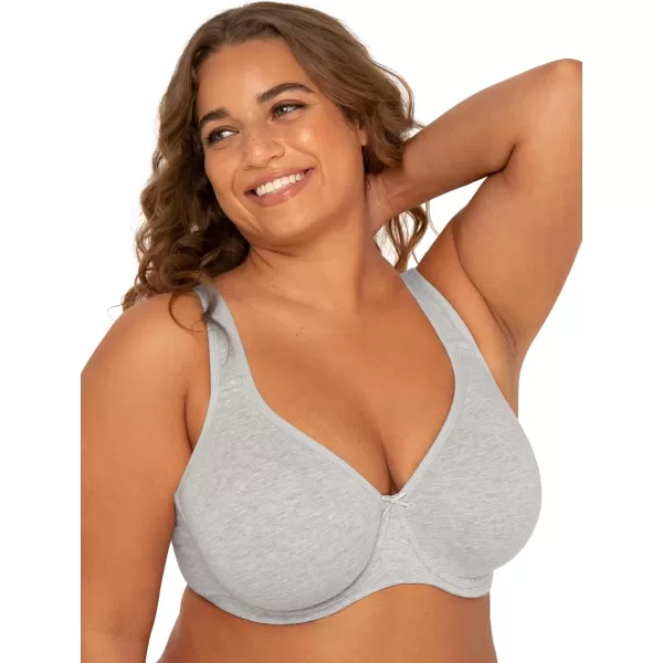 imageFit For Me By Fruit of the Loom Womens Plus Size Cotton Unlined Underwire BraPinchFree Straps  Side and Back SmoothingHeather Grey