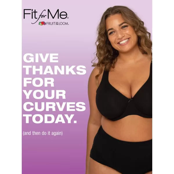 imageFit For Me By Fruit of the Loom Womens Plus Size Cotton Unlined Underwire BraPinchFree Straps  Side and Back SmoothingHeather GreyBlack Hue