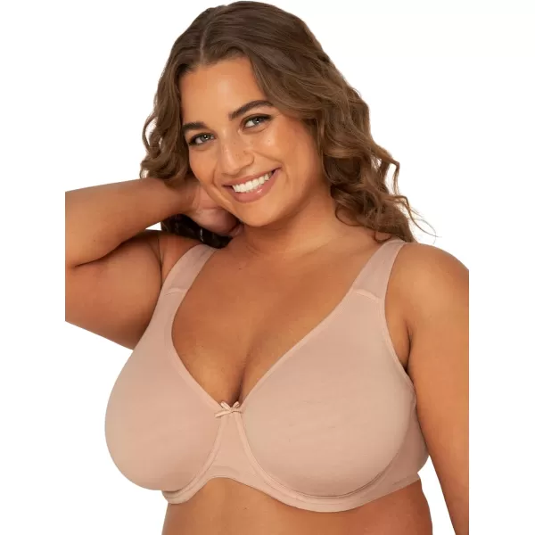 imageFit For Me By Fruit of the Loom Womens Plus Size Cotton Unlined Underwire BraPinchFree Straps  Side and Back SmoothingSand