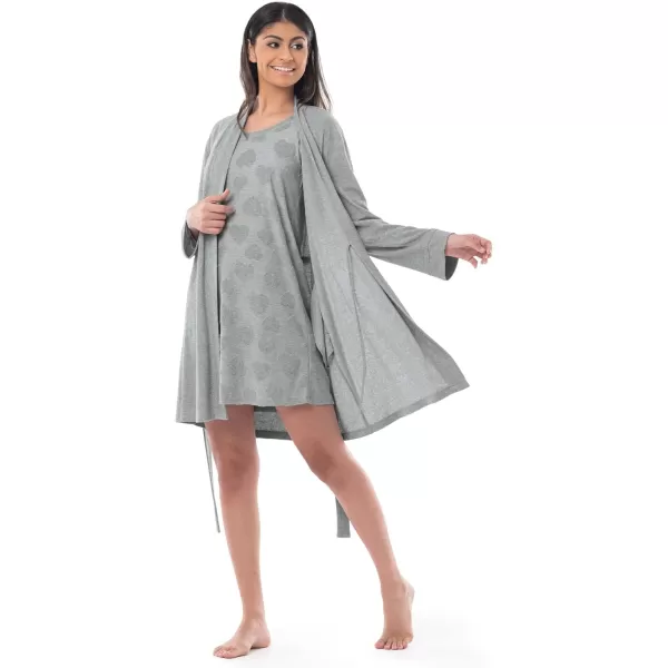 imageFruit of the Loom Womens Beyondsoft Sleep Chemise and Robe SetLight Grey Heather