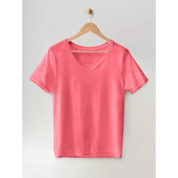 imageFruit of the Loom Womens Crafted Comfort Pima Cotton Short Sleeve TshirtsVneck  Ginger Zinger Pink