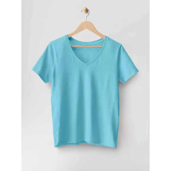 imageFruit of the Loom Womens Crafted Comfort Pima Cotton Short Sleeve TshirtsVneck  Sea Breeze