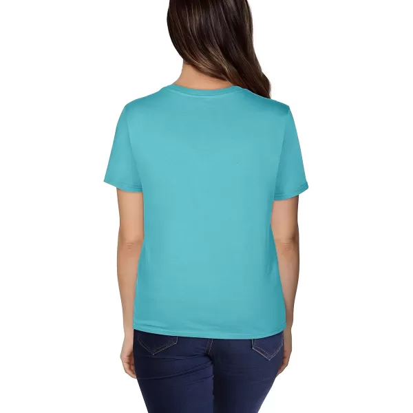 imageFruit of the Loom Womens Crafted Comfort Pima Cotton Short Sleeve TshirtsVneck  Sea Breeze