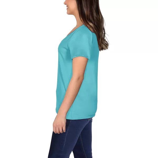 imageFruit of the Loom Womens Crafted Comfort Pima Cotton Short Sleeve TshirtsVneck  Sea Breeze