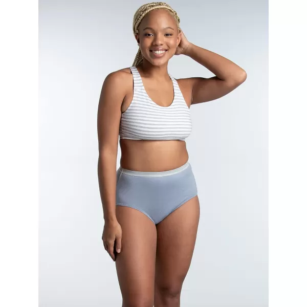 imageFruit of the Loom Womens Eversoft Cotton Brief Underwear Tag Free ampamp Breathable Available in Plus SizeBrief  Cotton Blend  12 Pack  GreyPinkBlue