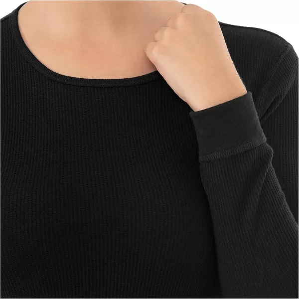 imageFruit of the Loom Womens Micro Waffle Premium Thermal Underwear Tee ShirtBlack