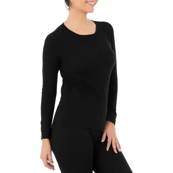 imageFruit of the Loom Womens Micro Waffle Premium Thermal Underwear Tee ShirtBlack