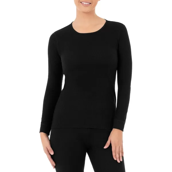 imageFruit of the Loom Womens Micro Waffle Premium Thermal Underwear Tee ShirtBlack