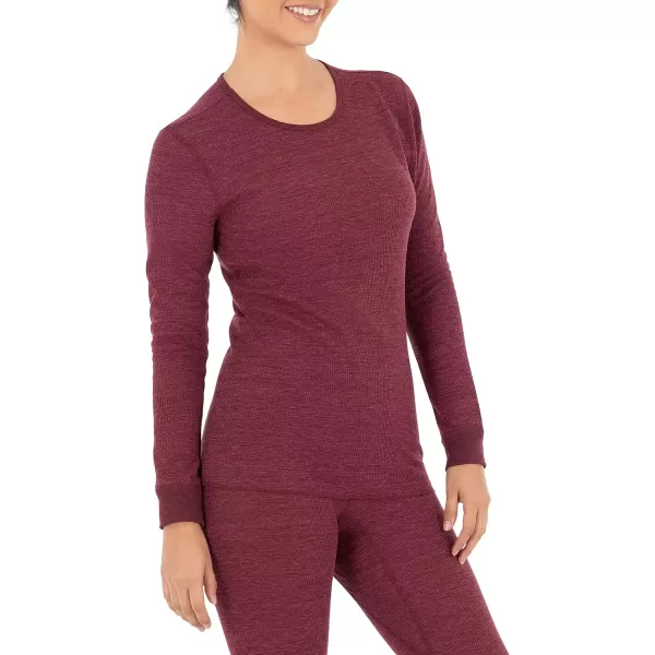 imageFruit of the Loom Womens Micro Waffle Premium Thermal Underwear Tee ShirtMerlot Heather