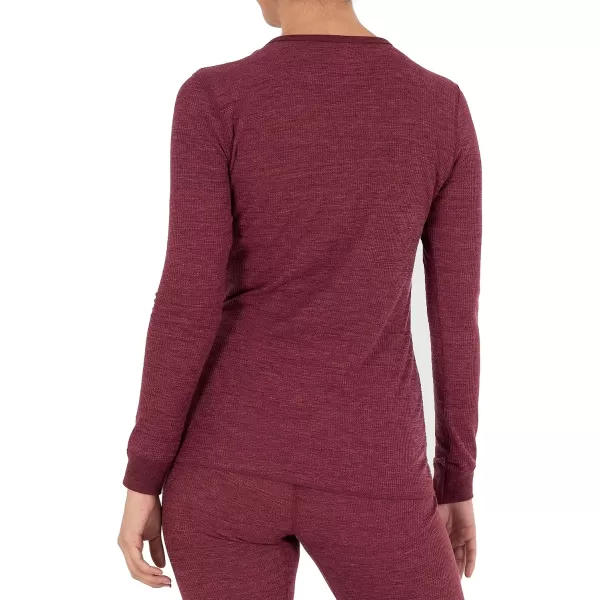 imageFruit of the Loom Womens Micro Waffle Premium Thermal Underwear Tee ShirtMerlot Heather