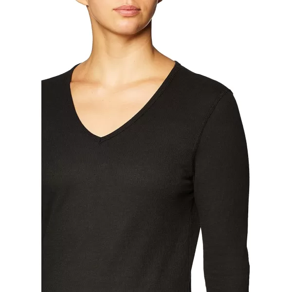 imageFruit of the Loom Womens Micro Waffle Thermal VNeckBlack