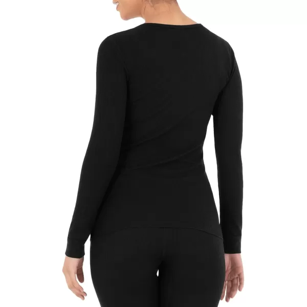 imageFruit of the Loom Womens Micro Waffle Thermal VNeckBlack