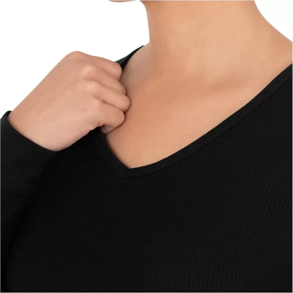 imageFruit of the Loom Womens Micro Waffle Thermal VNeckBlack