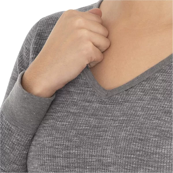 imageFruit of the Loom Womens Micro Waffle Thermal VNeckSmoke Heather