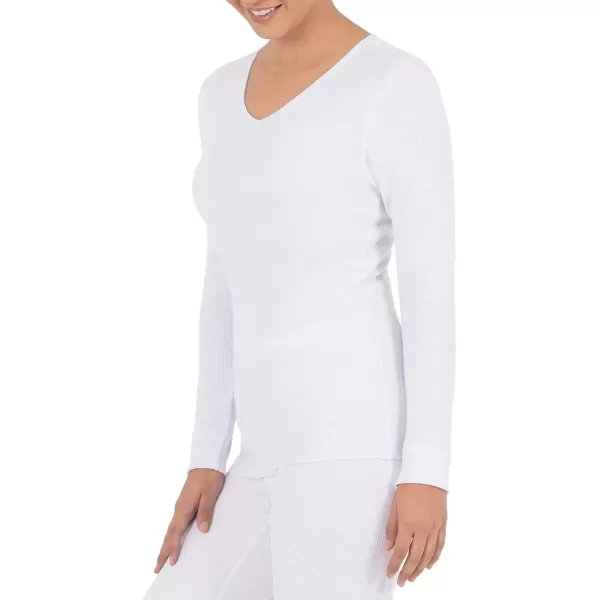 imageFruit of the Loom Womens Micro Waffle Thermal VNeckWhite